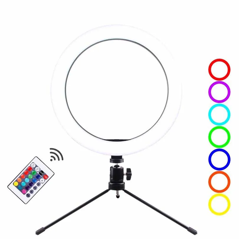 
New Arrival 10 inch Selfie Portable USB Flash Led Camera Phone Photographic color desktop RGB Ring Light for iPhone Smartphones 
