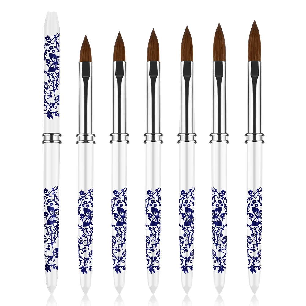 Professional Acrylic Brushes Kolinsky 2023 Custom Logo Metal Brush Pure Germany 100% Kolinsky Acrylic Nail Brush for Nail Powder