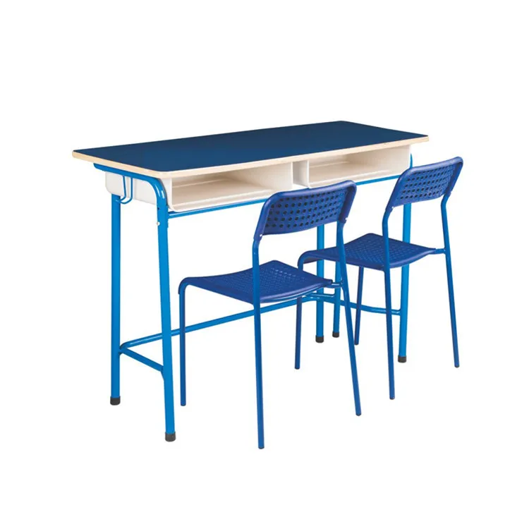 Manufactory School Student Study Fixed Double Desk and Chair Sets For Sale