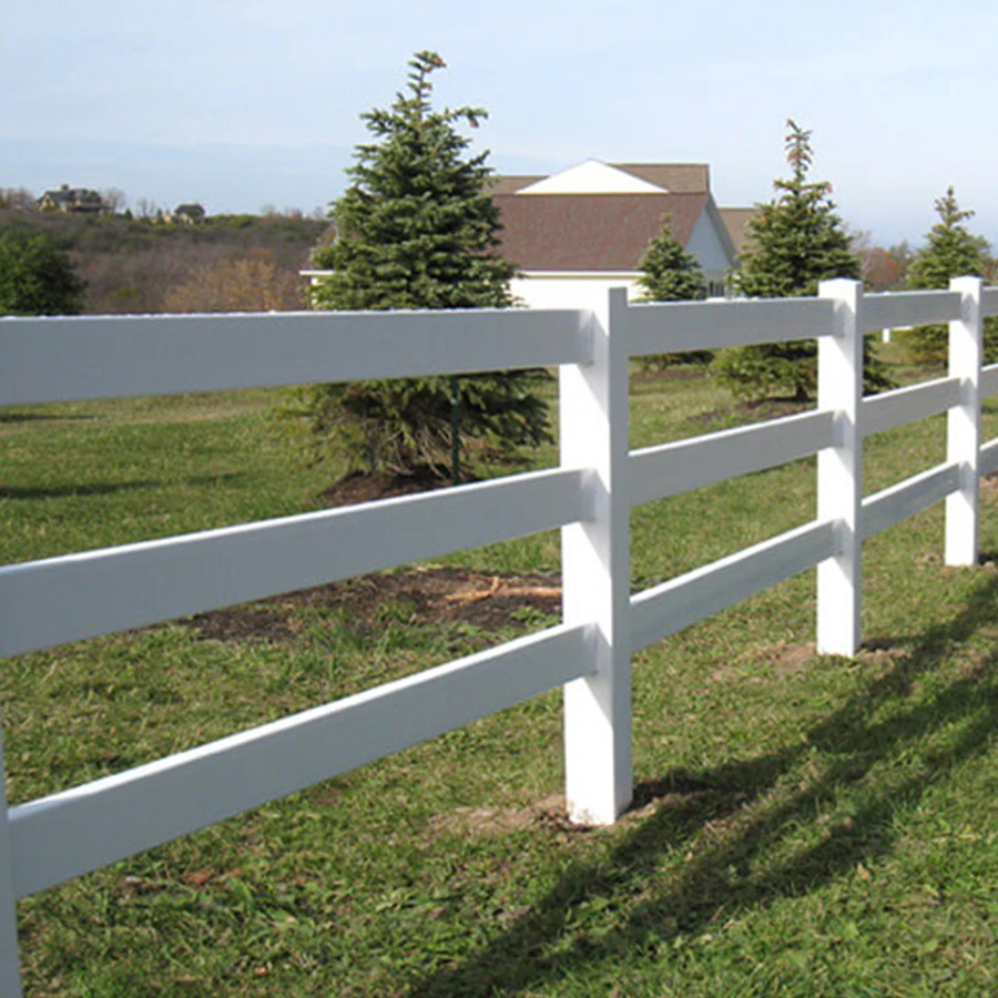 High Quality Low Price White 3 Rails Vinyl PVC Horse Fence