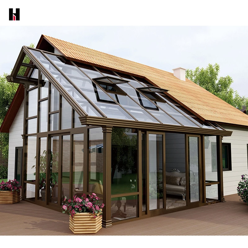 solarium sunrooms glass houses slant roof aluminium alloy factory direct sale