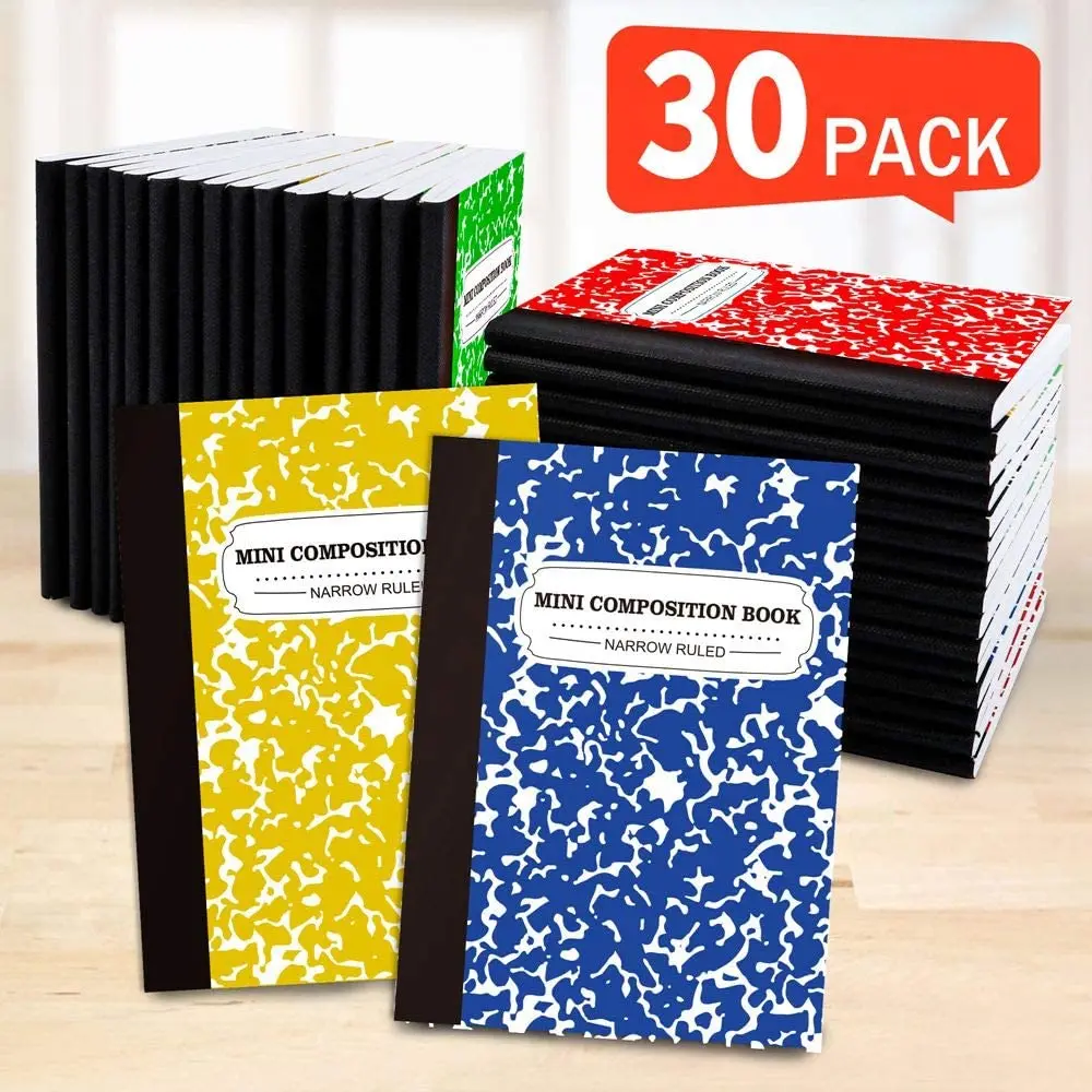 Composition Books Custom Mini Size 30 Pack 5 Colors Narrow Ruled Small Pocket Marble Cute Mini Composition Notebook