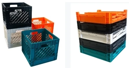 Promotional Easy Mobility Simple Rectangular Plastic Record Crates Wood Vinyl Record Storage Folding Crate