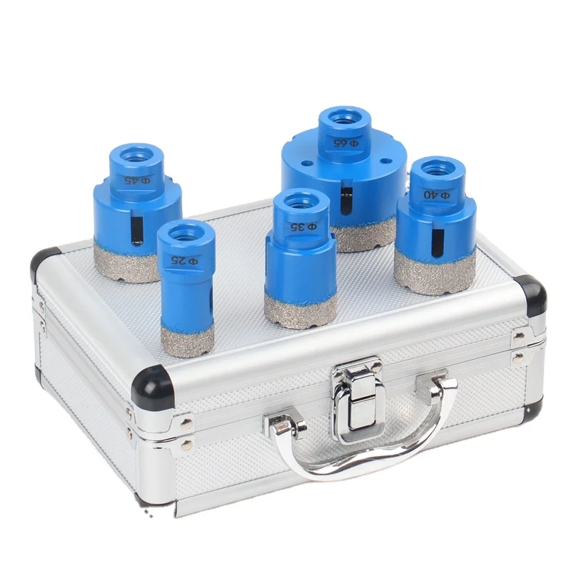 5PCS/Set 25/35/40/45/65mm M14 Thread Vacuum Brazed Diamond Hole saw Kit Drill Bits For Marble Tile Granite Quartz