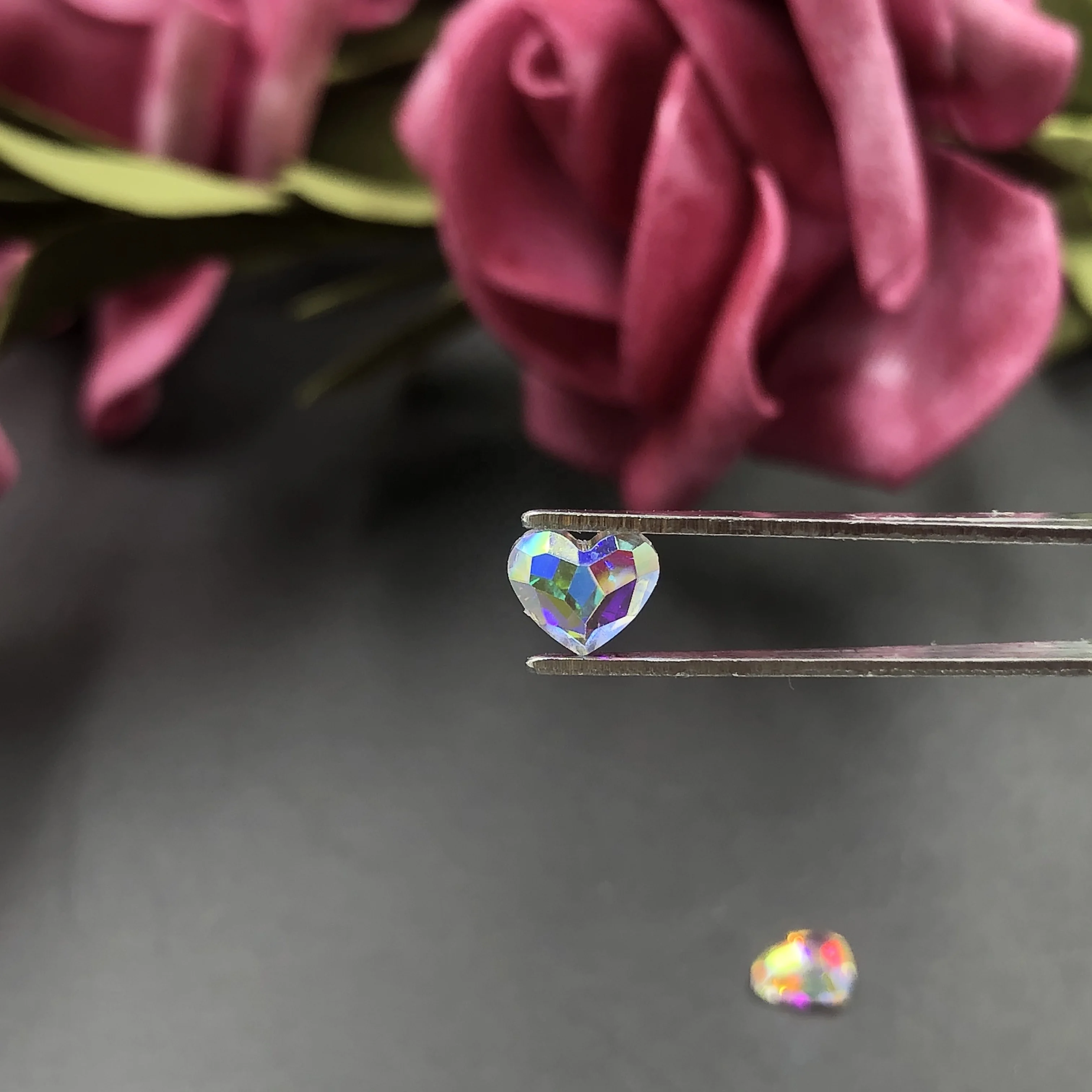 Glass Heart Shape AB Non Hot-fix Rhine Stone Loose Gems Large Flat Back Crystals Rhinestones