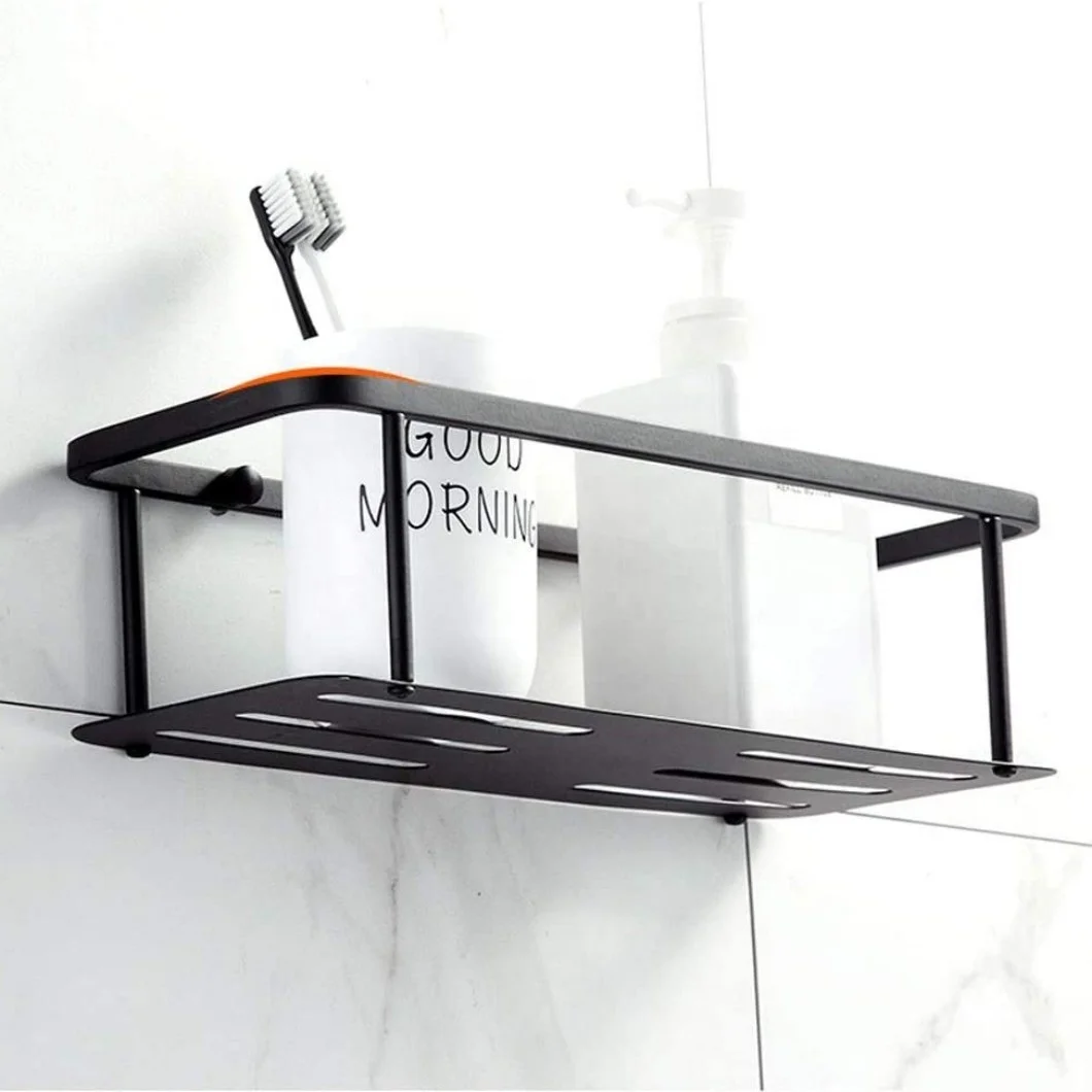 Shower Caddy Matte Black Bathroom Shelves Hardware Rack Accessories Corner Shelves Kitchenware Wall Mounted Shelf