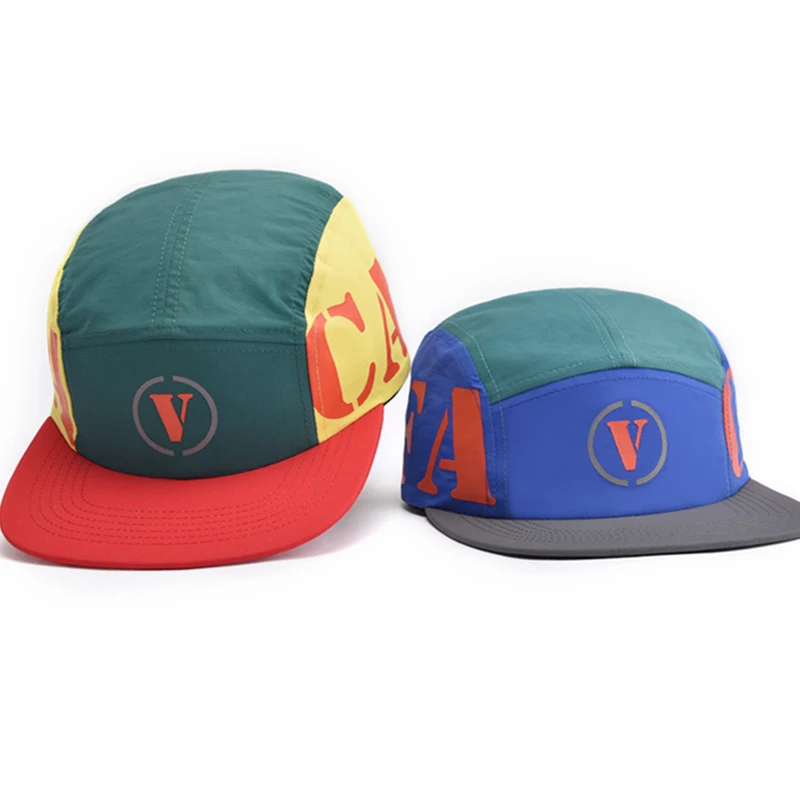 Manufacture Custom Running Hats Nylon 5 Panel Camp Cap
