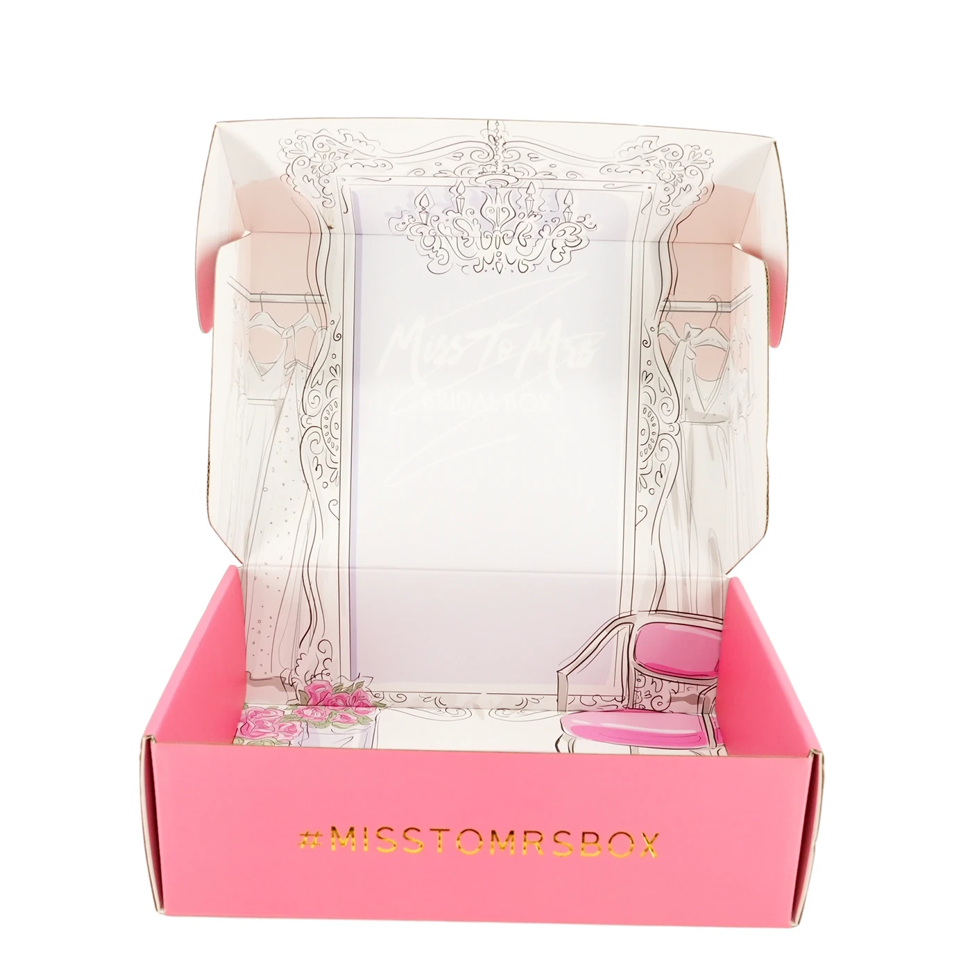 Free Sample Gold Foil 15inch X 15 Pink Packaging Medium Box Package Small Mailing Boxes for Packaging Small Business