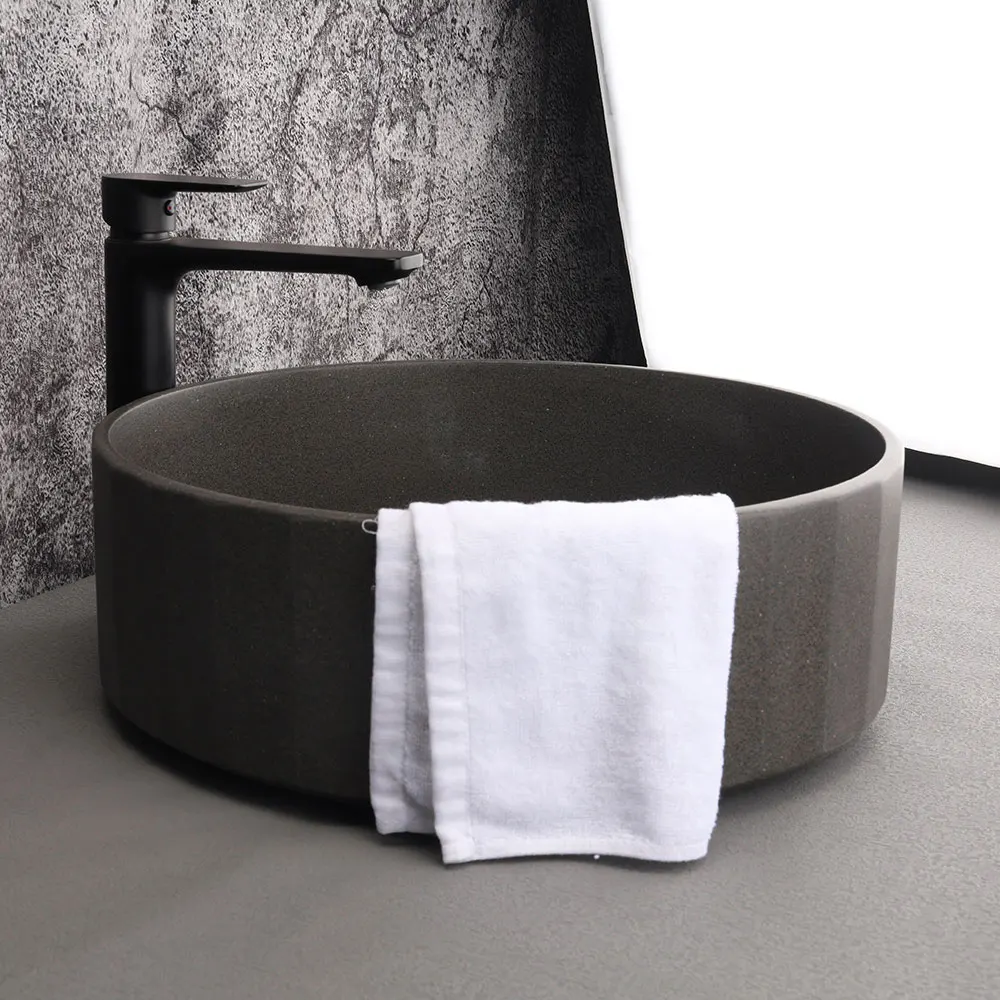 Modern luxury single basin ceramic countertop sink in grey bathroom vanities cabinet concrete bathroom vanities basin vessel
