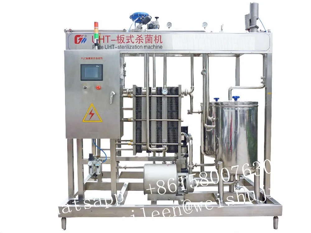 Small yield plate sterilizer for sterilizing liquid juices and eggs as well as beer