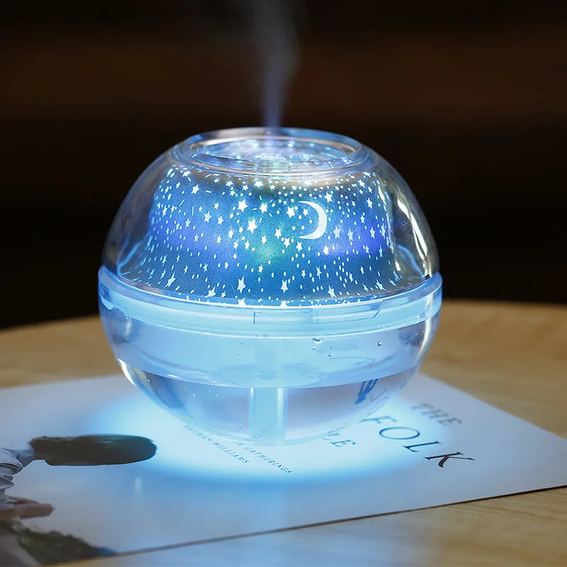 Large Capacity Creative Home Humidifier Star Projection night light colorful Glass Battery Powered Air Purification Room