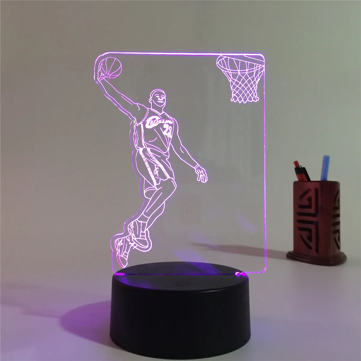 Manufacturer Customized Basketball Player Color Changing  Remote Controlled 3D Illusion Night Light Best Gift for NBA