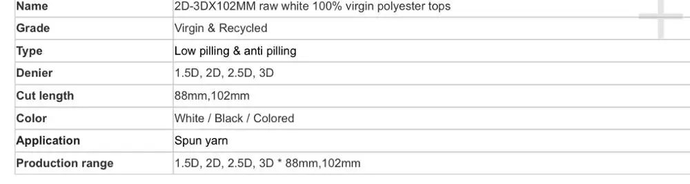 Bosilun Tops 3Dx102mm High Bulk (HB)/raw white and Dope dyed colored/polyester staple tops