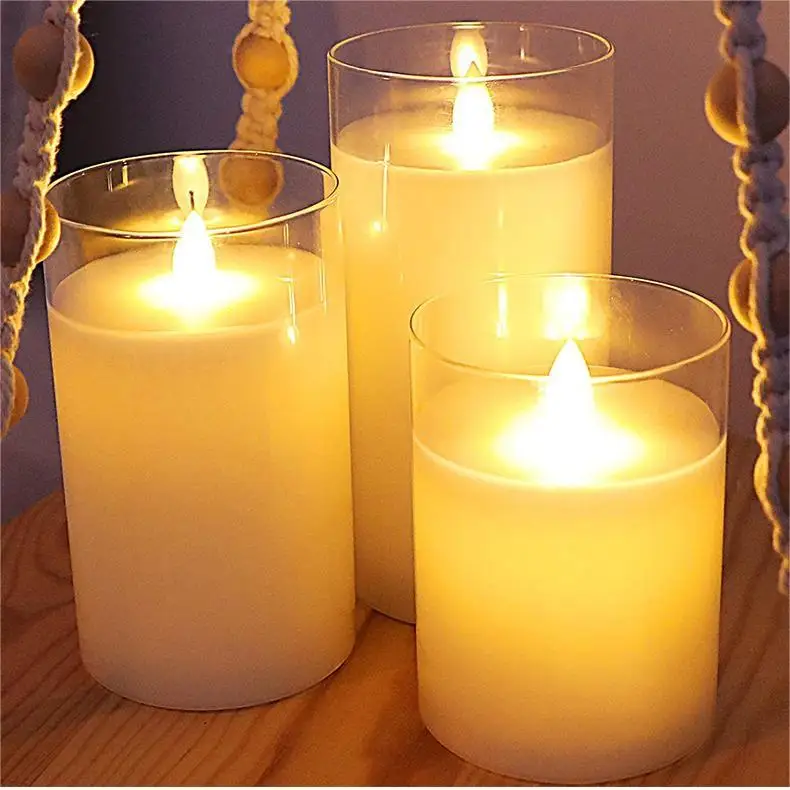 white LED electronic candle lamp Glass big size swing smokeless candle birthday wedding courting lead decorative lamp