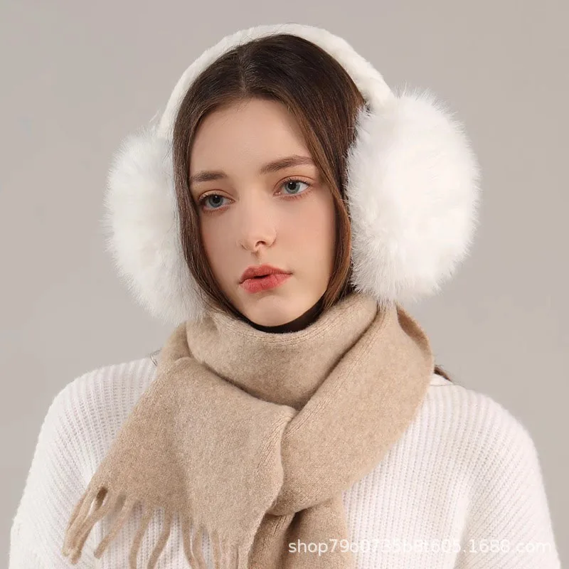 New Long haired warm earmuffs foldable earmuffs for women cute autumn and winter  Korean version plush ear warmer ear bag