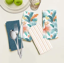 20x20 Leaves Cloth Napkins Set Blend Printed Dinner Linen Napkins Cotton Perfect for Parties Dinners Weddings Cocktail Christmas