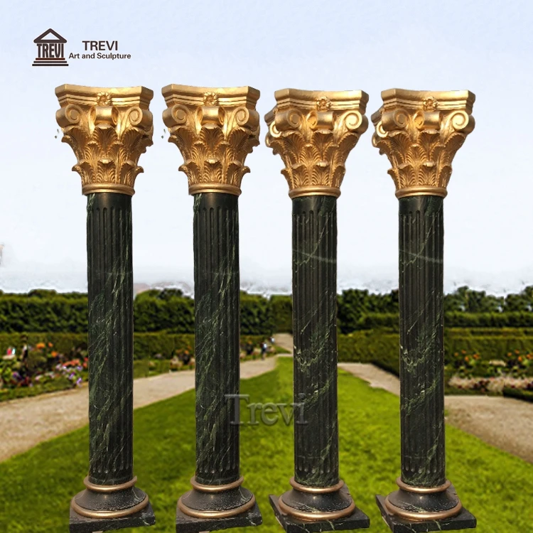 Fine Quality Luxury Green Decorative Marble Stone Column for Sale