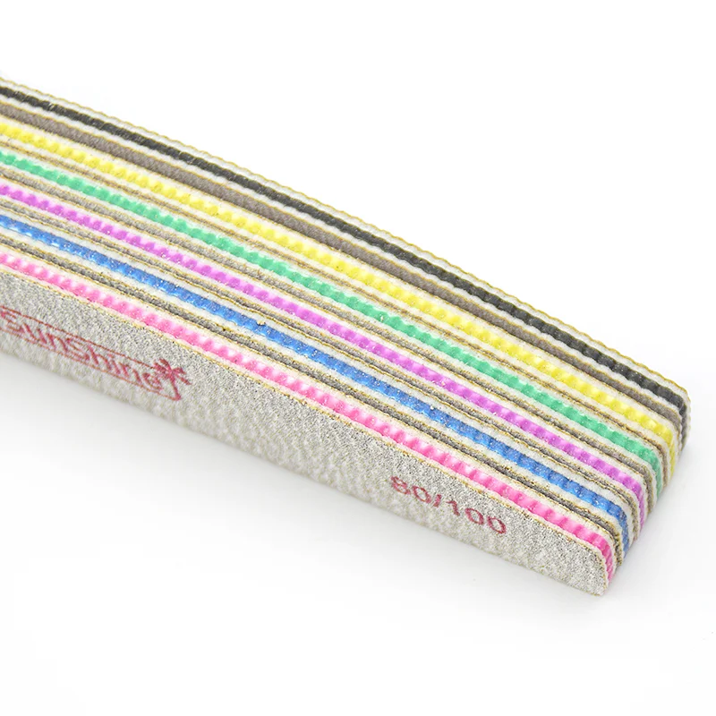 50pcs Nail File Nail Sunshine Strong Sandpaper Washable 80/100/150/180/240/320 Buffer Block For Manicure Emery Board Boat Files
