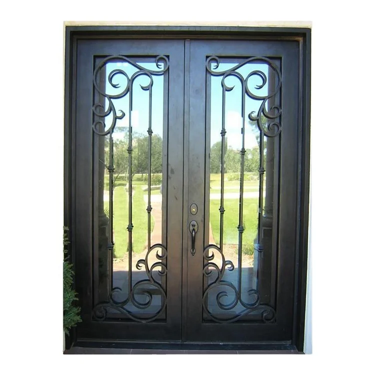 Entry Doors Wrought Container Design Closet 3 Cnc Aluminum Rough Shanghai 42X96 in Algeria Forged Decoration Swing Iron Door
