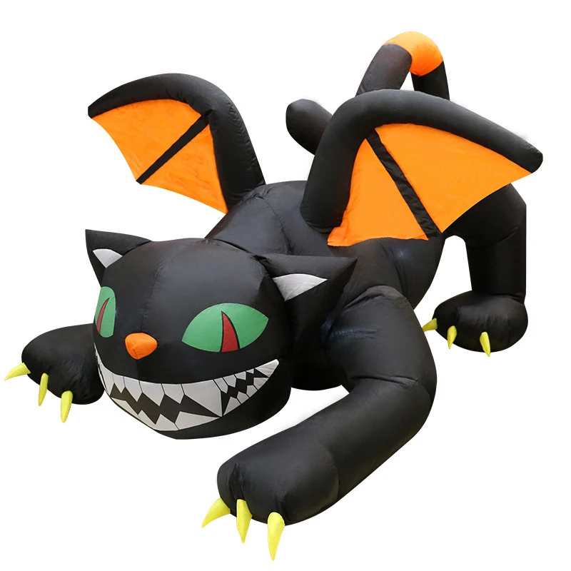 Outdoor yard festival Halloween inflated has wings LED cats decor inflatable evil expression cat decorations demon black cat