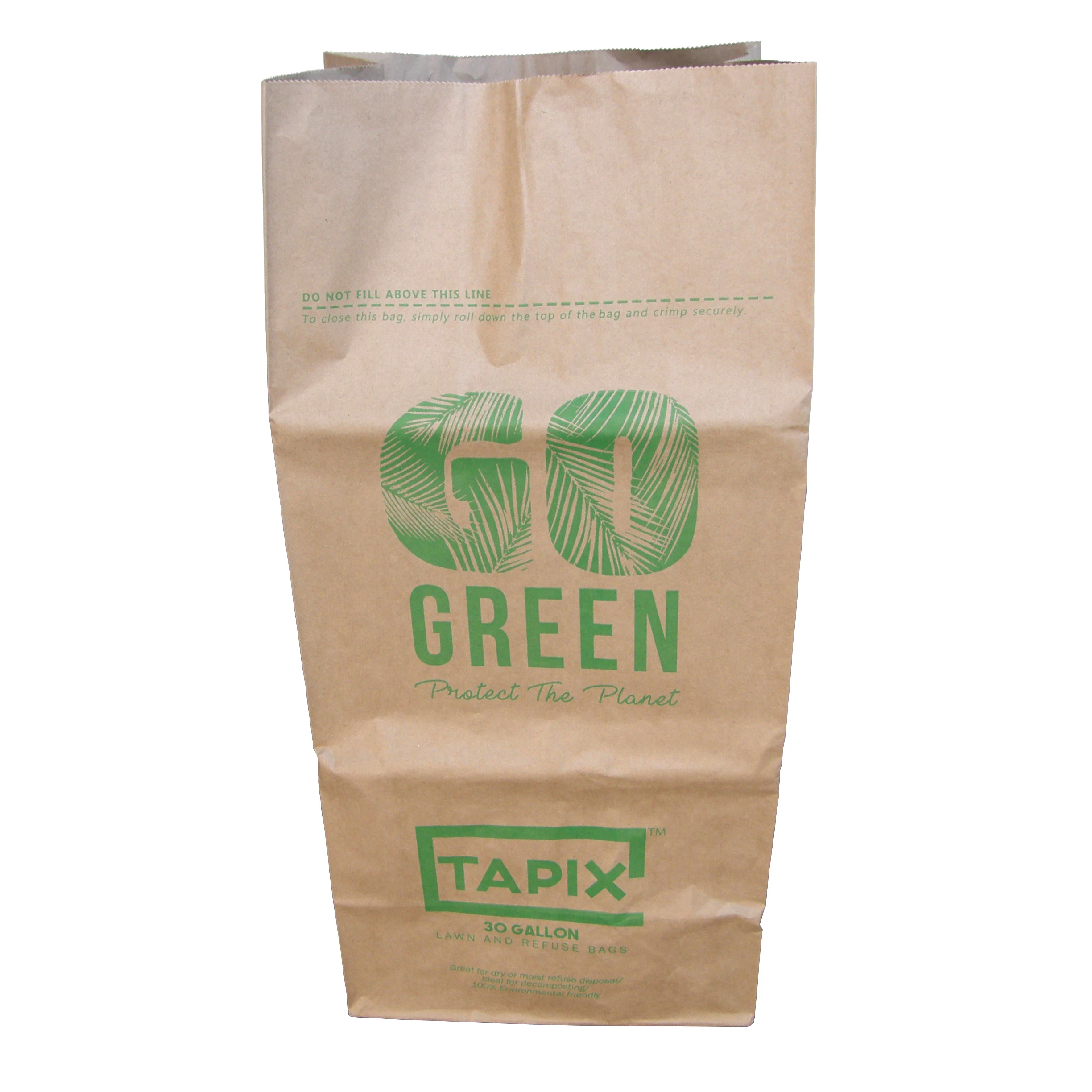 customized large brown Kraft paper 2 ply lawn leaf and yard waste compostable Kraft paper bags