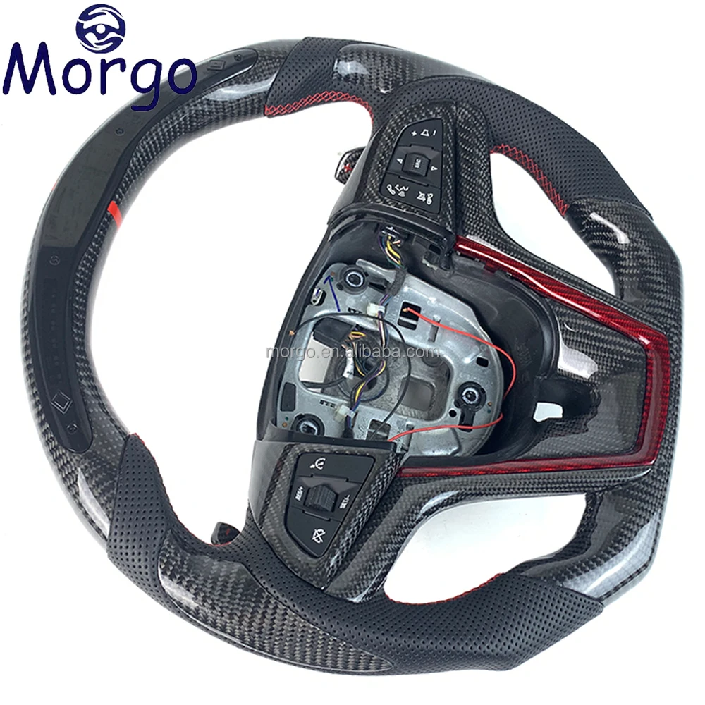 Custom LED Carbon fiber Perforated leather Steering Wheel fit for Chevrolet Camaro 2012-2019 Corvette Car Steering Wheel