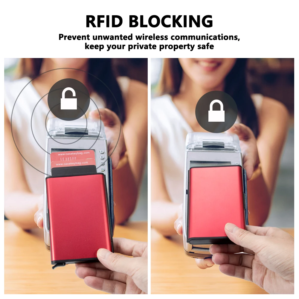 RFID Blocking Card Holder Wallet with Money Clip Slim Secure and Crush Resistant Minimalist Money Clip for Coin Key U Disk