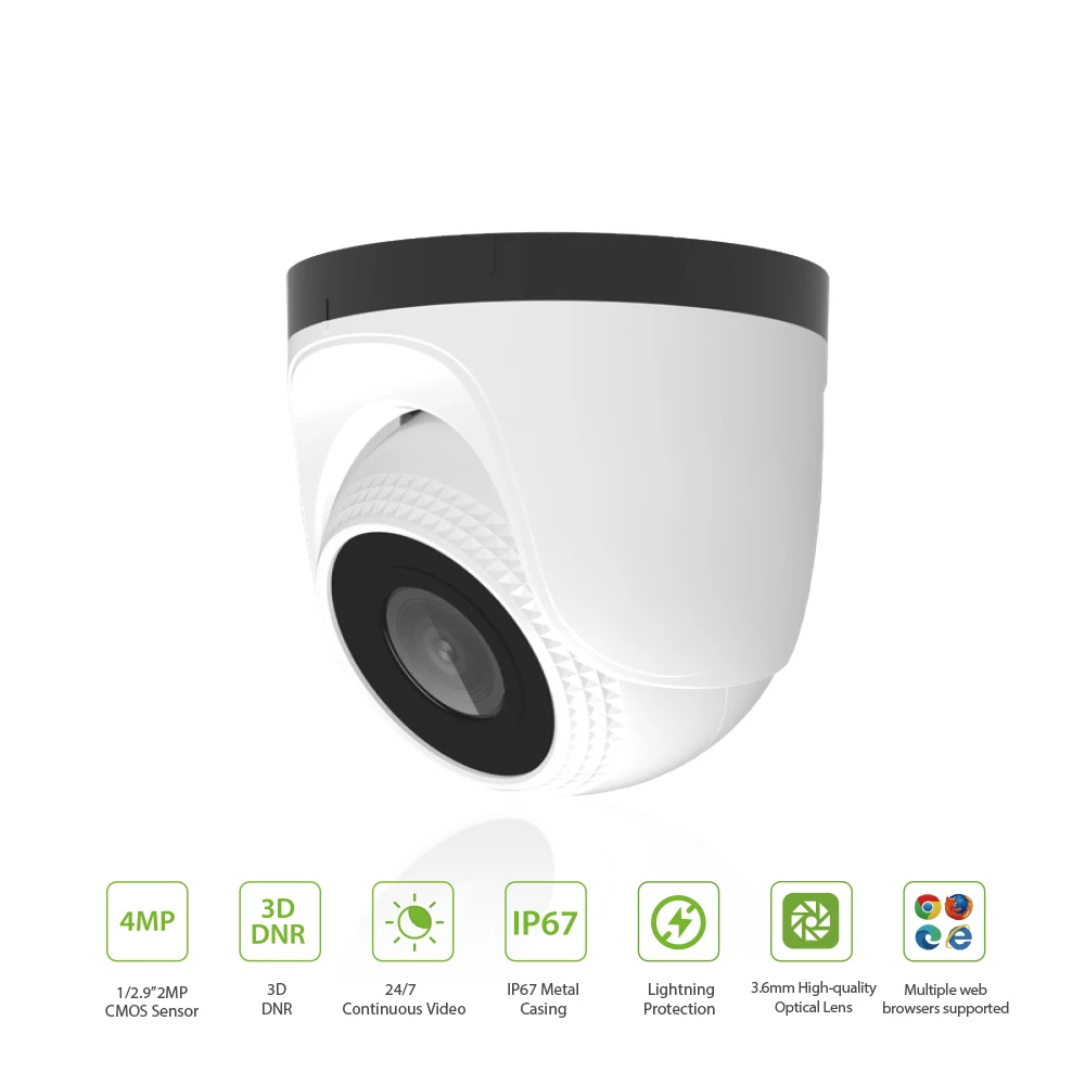 4MP Fixed Lens Eyeball IP Camera Security 1080P Wifi CCTV IP PT 4G Camera