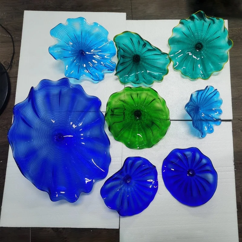 Top Selling Modern Design Abstract Flower Plates Luxury Murano Glass Wall Art Customized Colors for Home & Garden Decor