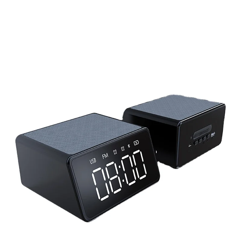 2021 wireless charger speaker usb mini portable large capacity battery BT speaker with alarm clock