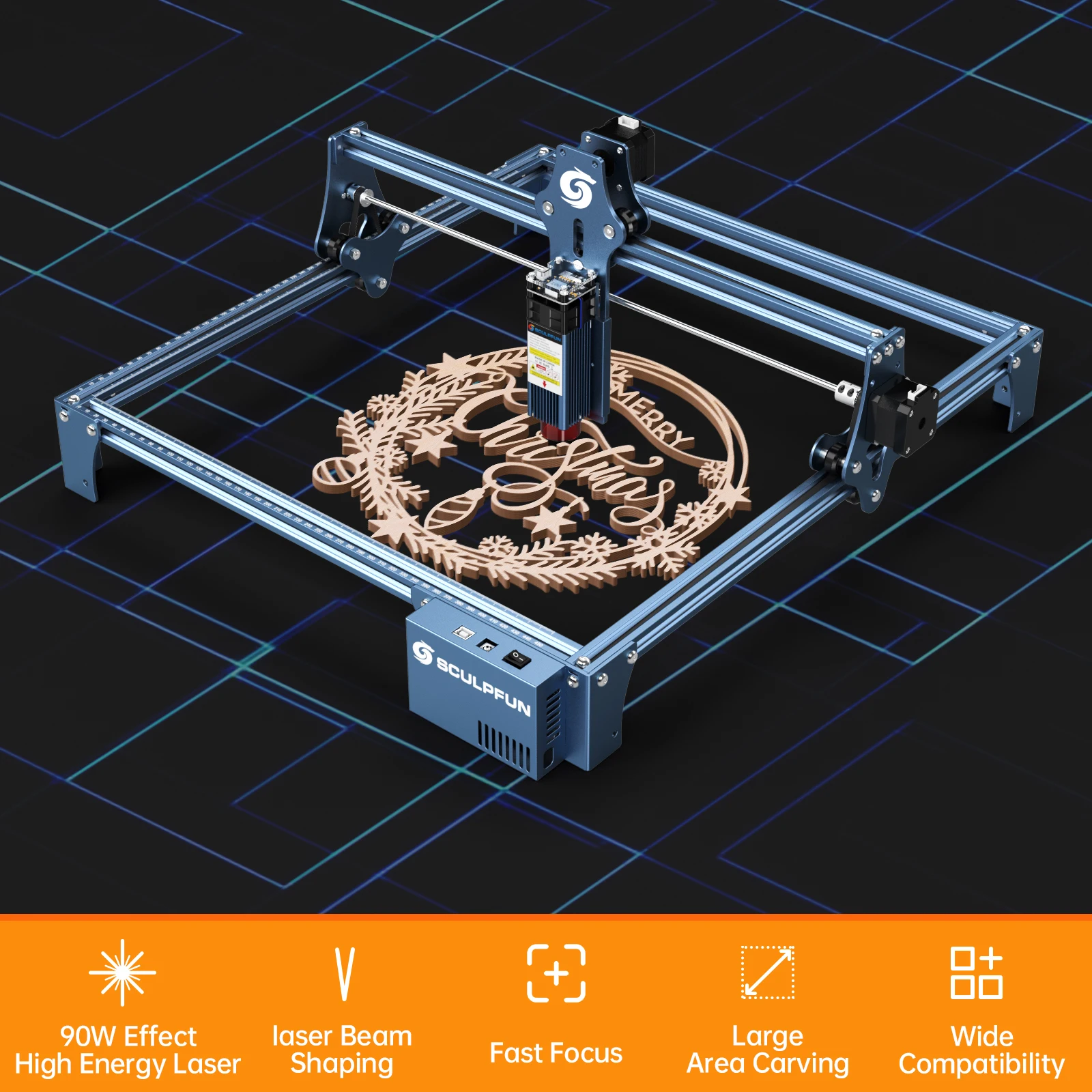 SCULPFUN S9 Laser Engraver for Wood Acrylic Stainless Steel with 5.5W High Precision 0.06mm
