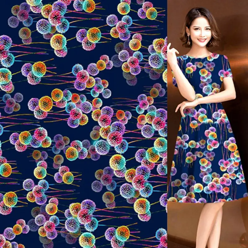 polyester  4 ways stretch  soft smooth ball flowers design digital singapore printed s180115 plan for garment dress fabric