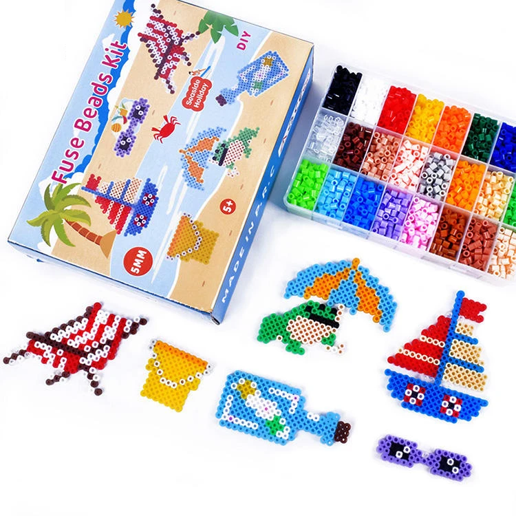 2024 Wholesale 24 Color 5mm Eva Box Educational Kid Puzzle Game Toy Perler Fuse Ironing Beads Hama Beads Set