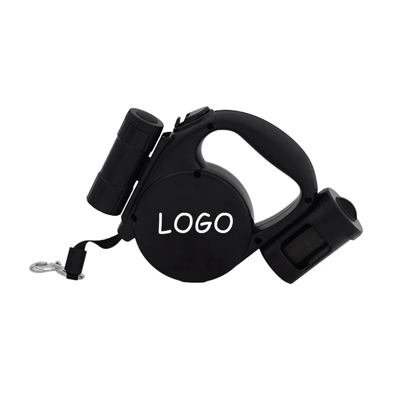 
Customize 196In Lock System Multifunctional Collection Long Rope Retractable Dog Leash with LED Flashlight poop bag 