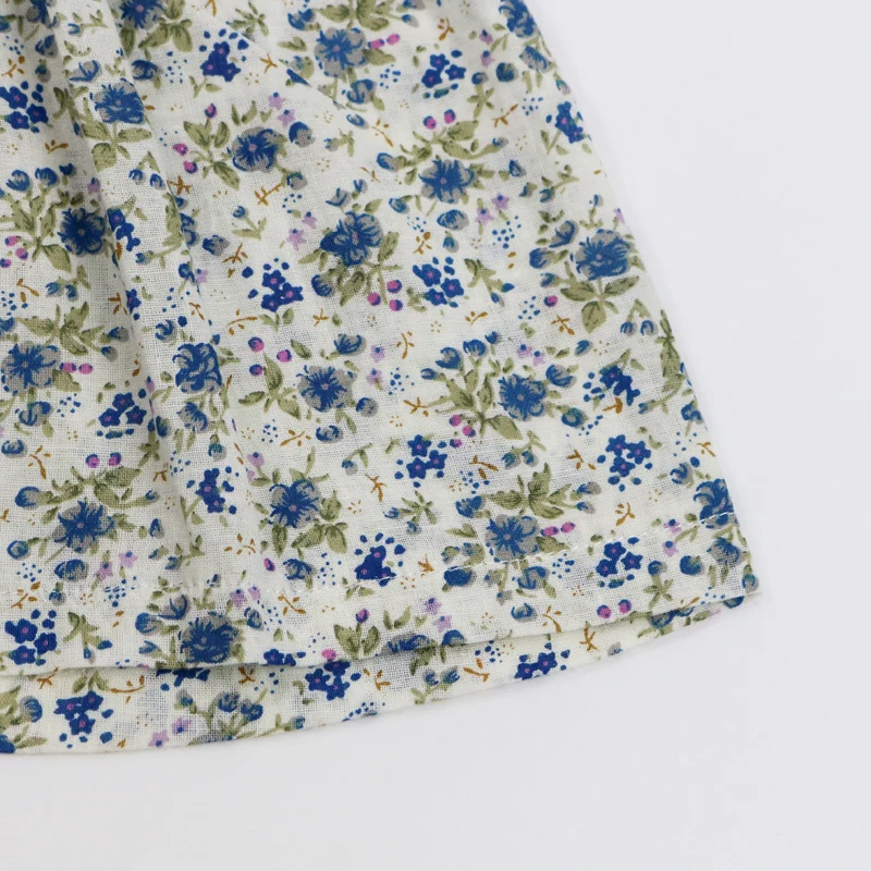 Wholesale High Quality New Fashion Girls Clothes White and Blue Floral Dress Girls Dress