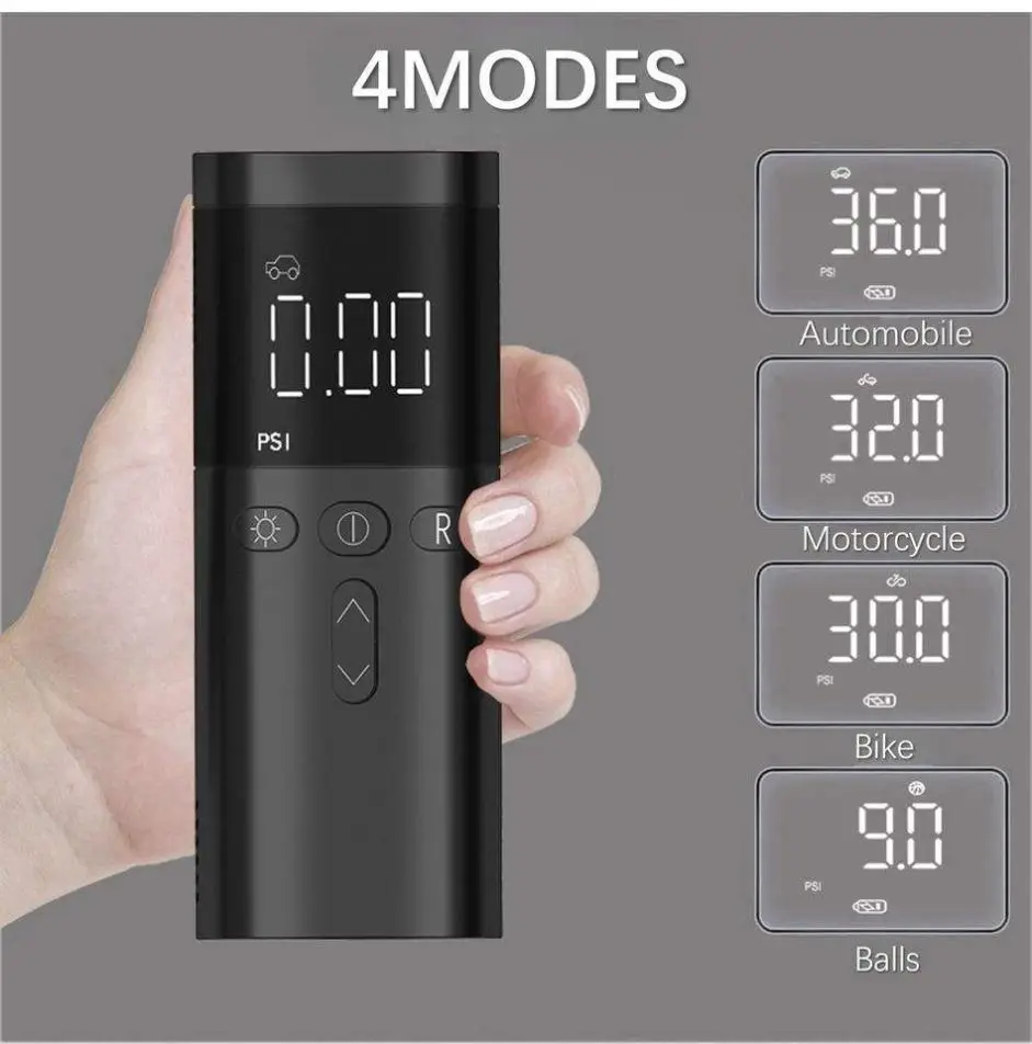 Portable Air Compressor Car Tyre Inflator  Pump Tire Inflator  Pump Light Weight Portable 12V Max Motorcycle Black