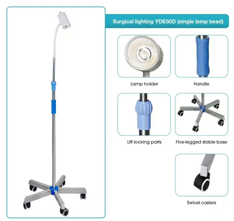 CE ISO FDA Certified LED Surgical Auxiliary Lighting Vertical Mobile Floor-Standing Medical Examination Light Gynecology Light