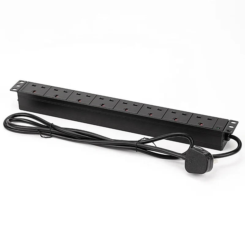 19 in UK type PDU Power Distribution Unit with Light Indicator Aluminum Alloy Case