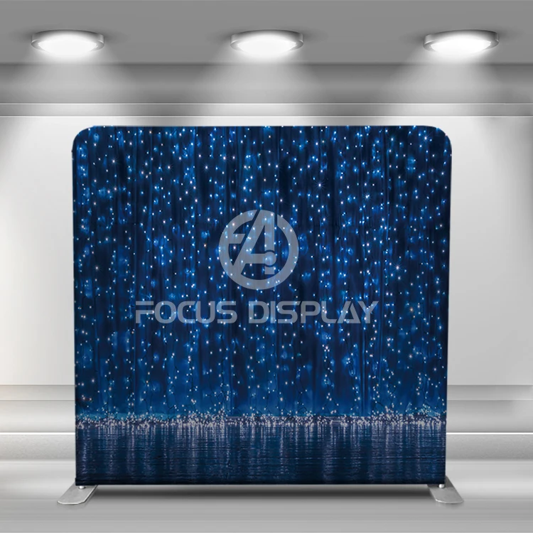 Portable aluminum tube stand custom double side tension fabric party wedding wall pillow case cover photo booth backdrop