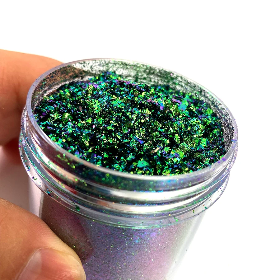 Super Shiny 0.2gram jar Mirror Chameleon Multi Color shift flaChrome Flakes Pigment For DIY Phone Case chameleon powder flakes