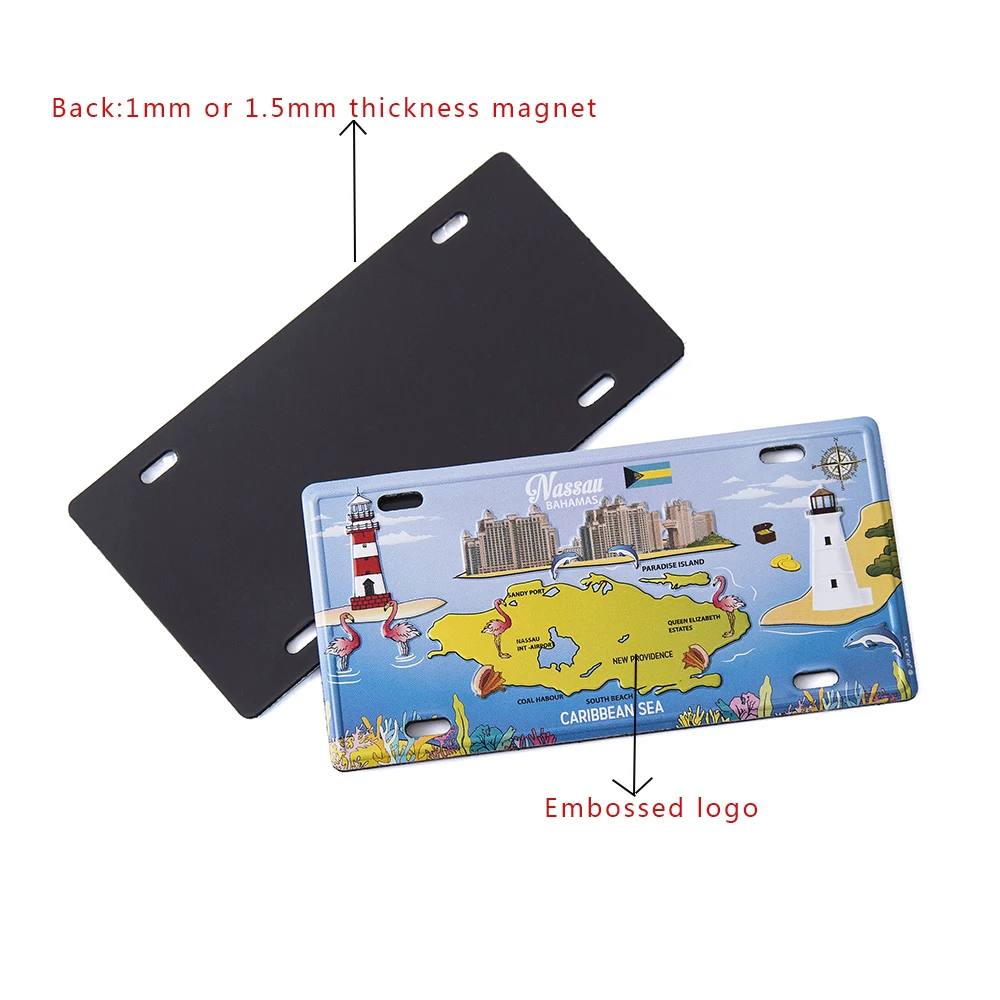 Custom aluminum car license plate China Wholesale Waterproof Metal 3d Aluminum Souvenir Fridge Magnet