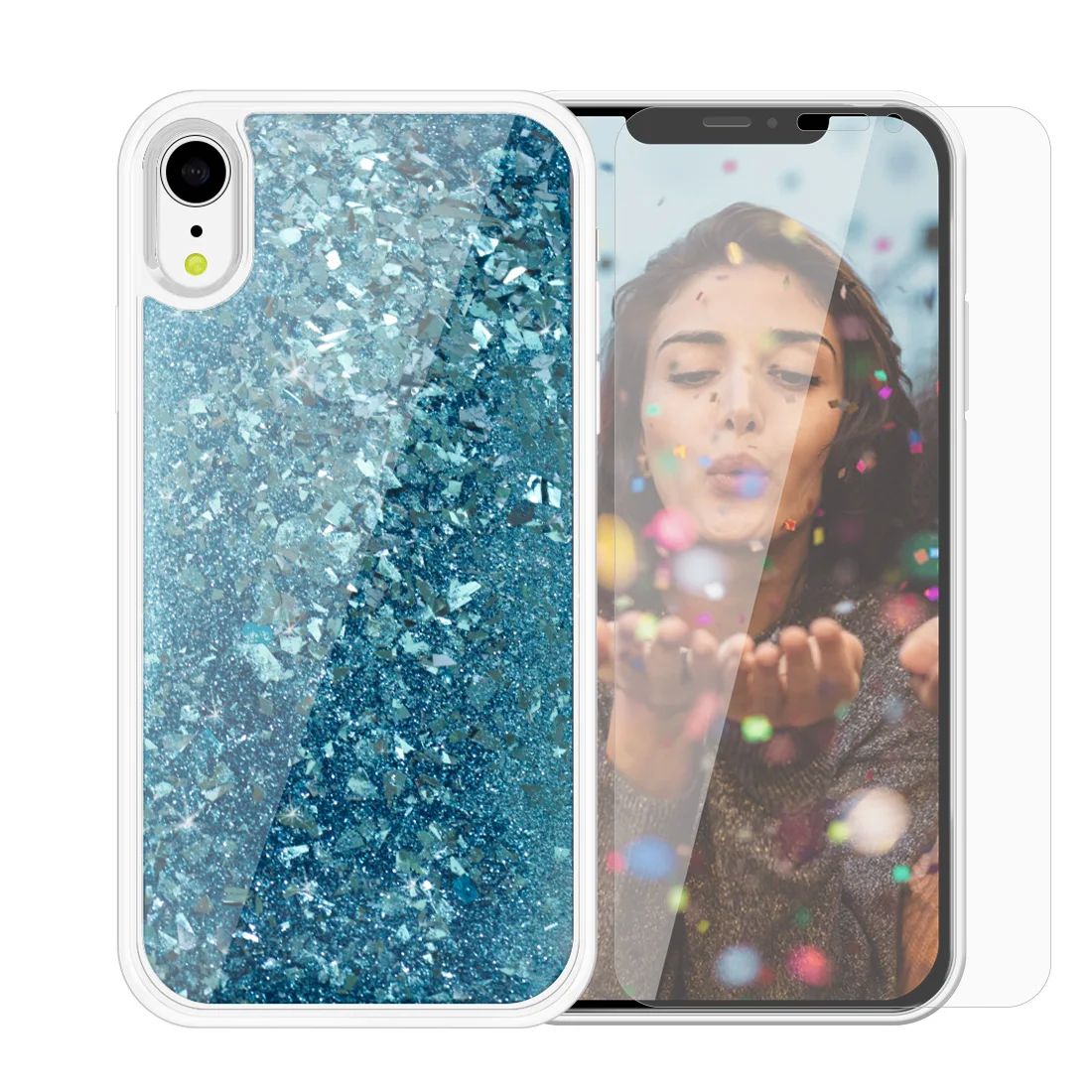 Sanlead Cellular Custom LOGO OEM Liquid Motion Oil Floaty Glowing Glitter Quicksand Cellphone Case For iPhone 12 Pro Max