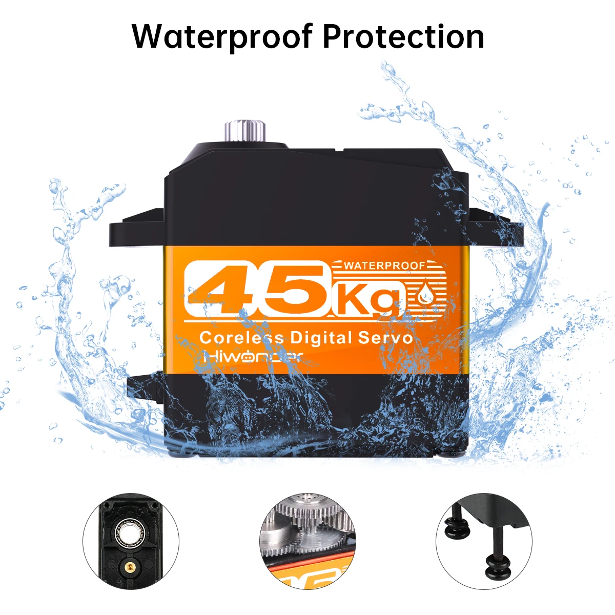 HPS-4518SG высокоскоростной Бессердечный 45 кг высококрутящий момент из Нержавеющей Стали Шестерня водонепроницаемый PWM серводвигатель с регулируемым углом 180 °
