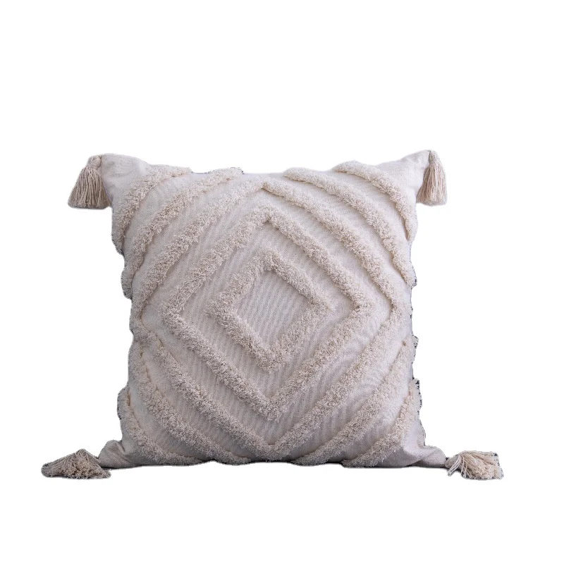 Hot-selling Woven Bohemia 18x18 inch Dakimakura  Cushion Cover Luxury Macrame Neutral Tassels Pillow Case