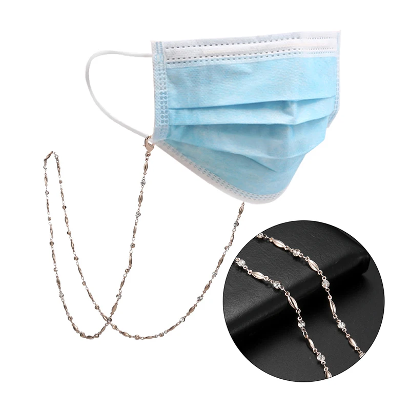 Metal With Crystals Copper Chain Sunglasses Reading Glasses Chain Rhinestones Hanging Neck Chain Neck Masked Strap  Necklace