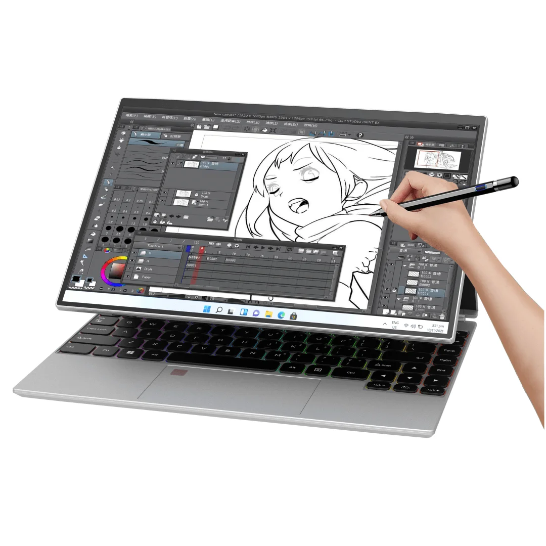 Portable 14 Inch Yoga Multipoint Touch Screen Fhd Display 16Gb Ram Mini Window Intel Celeron N5105 Tablet 2 In 1 Tablet Laptop