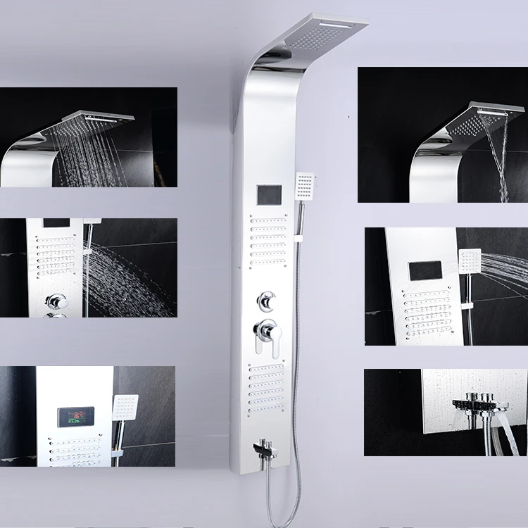 waterproof wall panels shower stainless steel 304 waterfall head shower panel thermostatic shower panel set