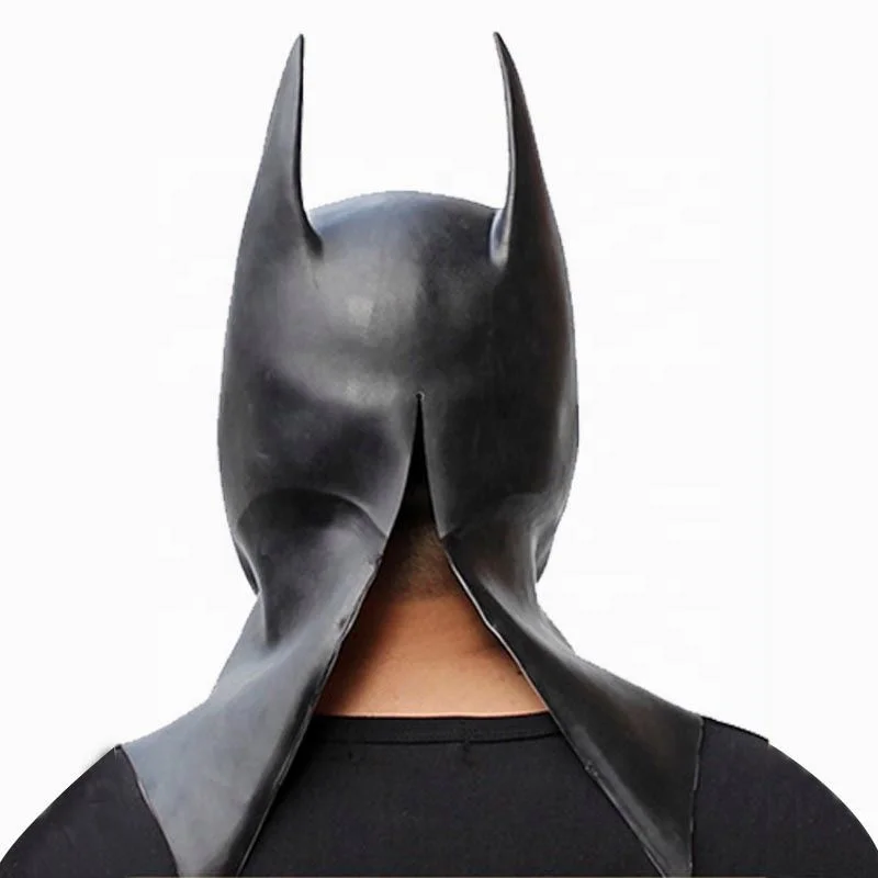 The Dark Knight Adult Bat Full Overhead Latex Mask Cosplay Halloween Superhero Costume Accessory Helmet Black Headgear Props