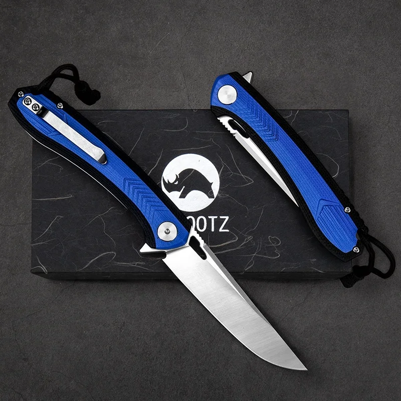 D2 Tool Steel G10 Handle Folding Pocket Knife with Clip for Outdoor Activities Hunting