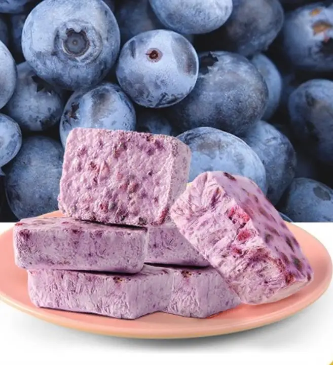 Popular snacks food Freeze dried fruity yogurt Blue berry Strawberry mango flavors freeze dried ice cream